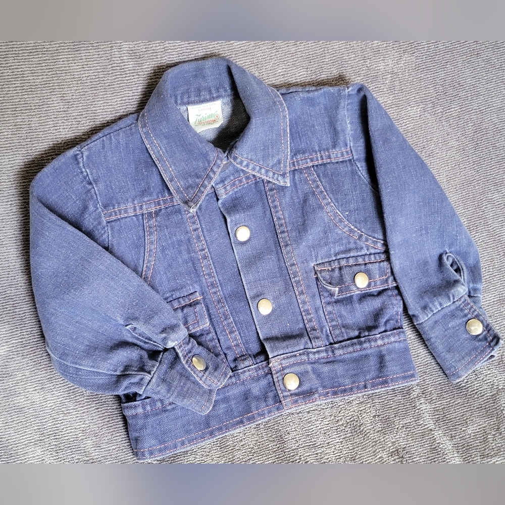 Vintage Turino Kids Blue Denim Jacket 70's - 80's Era FLAWLESS Sz 4 100% Cotton